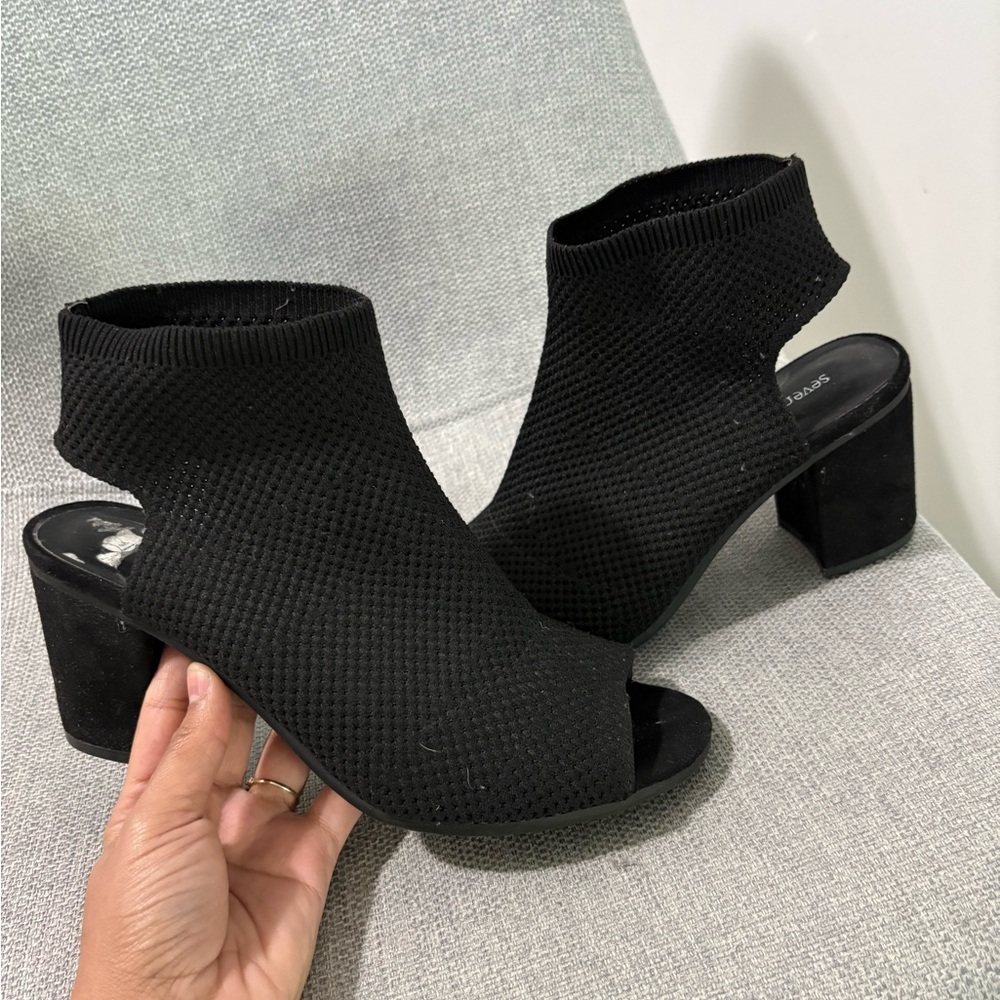 Black Women's Open-Toe Ankle Boots